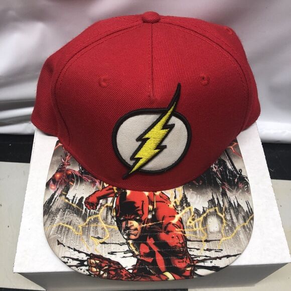 The Flash DC Comics Snapback Adjustable Hat Cap Red Lightning Bolt Graphic Bill - Picture 7 of 11